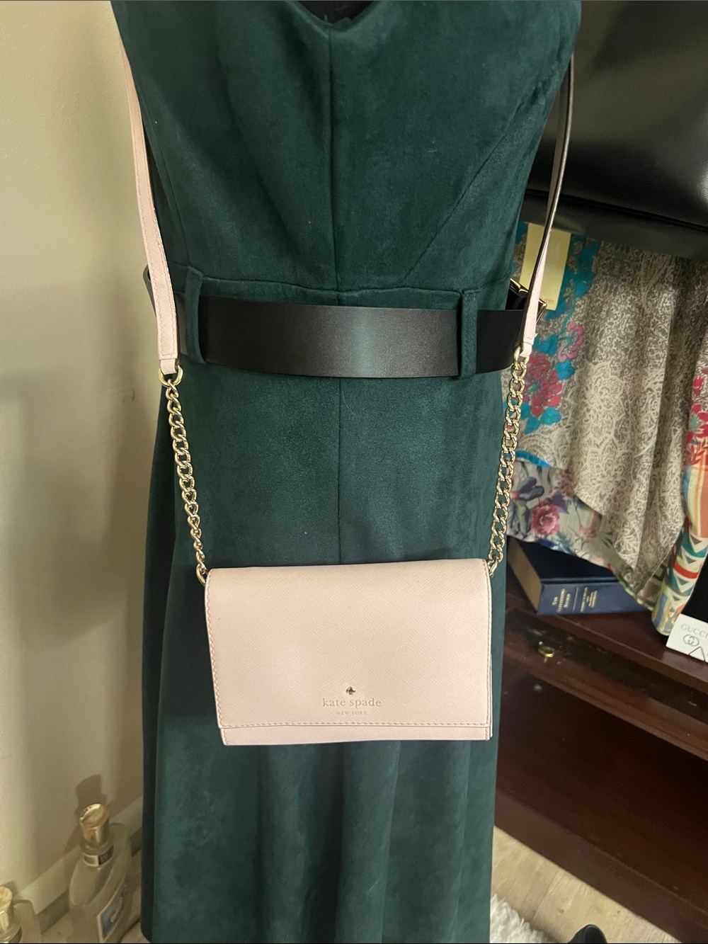 kate spade blush pink chain crossbody wallet